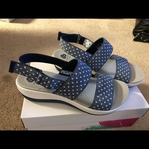 Blue polka dot sandals